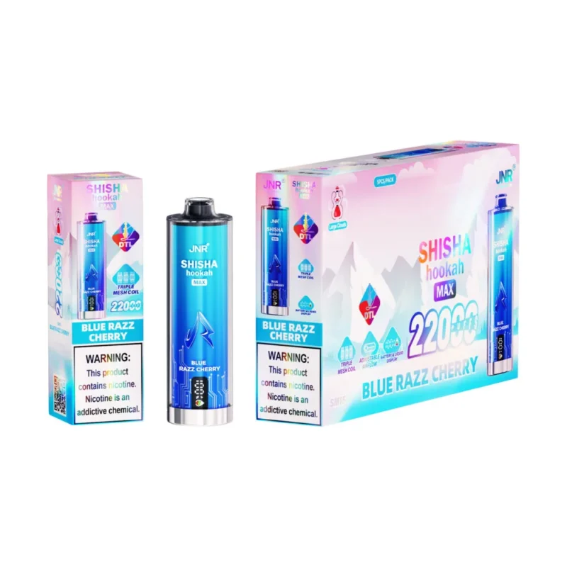 15 Blue Razz Cherry JNR Shisha Hookah Max 22000 Puffs Disposable Vape
