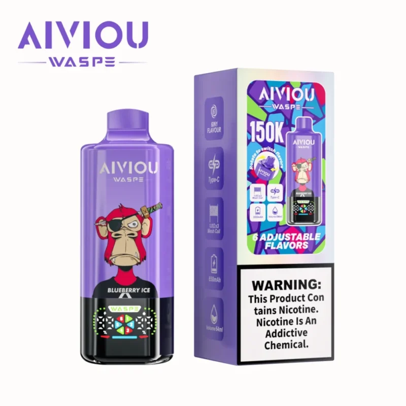 150k Vape Waspe Aiviou 150000 6 in 1 - Blueberry Ice & Strawberry Kiwi & Cherry Strawberry Ice (2)