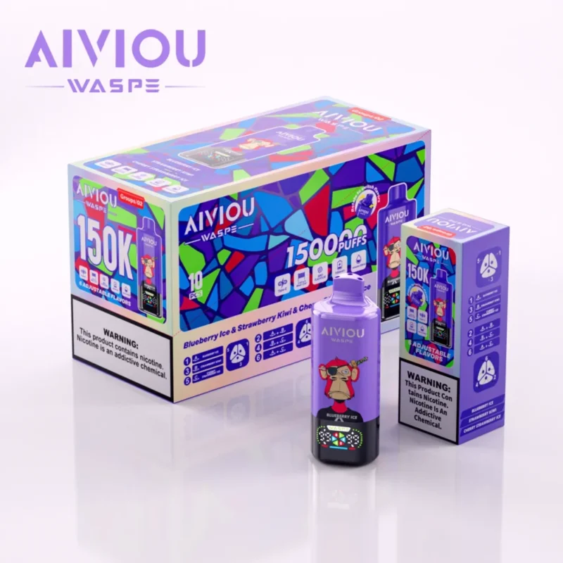 150k Vape Waspe Aiviou 150000 6 in 1 - Blueberry Ice & Strawberry Kiwi & Cherry Strawberry Ice (3)