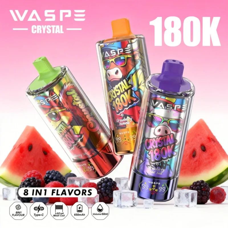 180k Vape Waspe Crystal 180K 8 in 1 Flavors E Cigarette