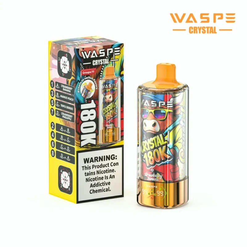 180k Vape Waspe Crystal 180K 8 in 1 Flavors E Cigarette - STRAWBERRY BANANA & MANGO PEACH & TRIPLE BERRIES & STRAWBERRY PINEAPPLE (2)