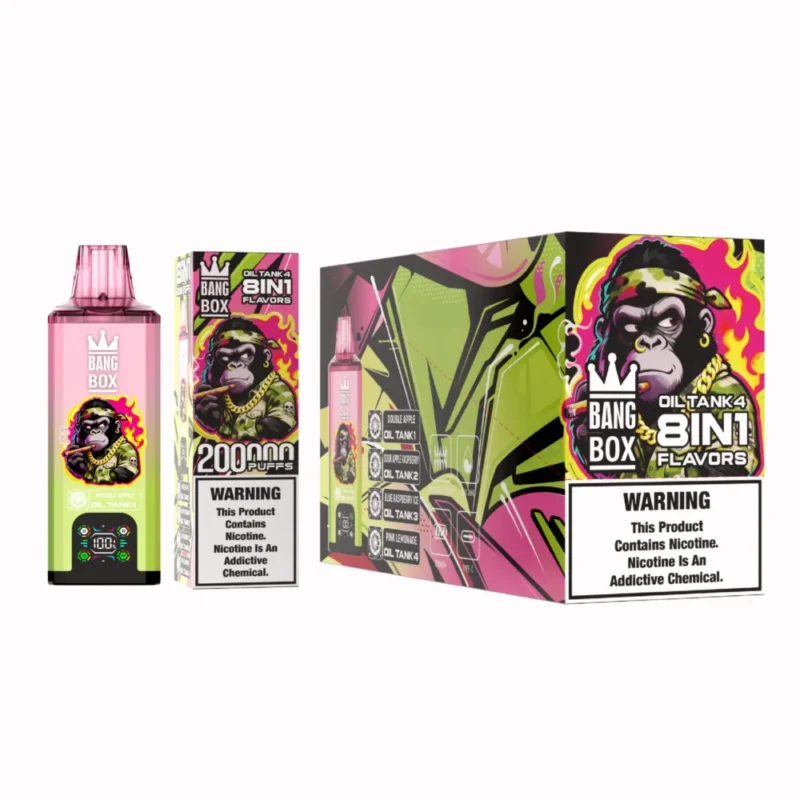 Puff 200k Bang Box 200k Puffs Disposable Vape E Cigarette - Double Apple+Sour Apple Raspberry+Blackberry Ice+Pineapple Peach