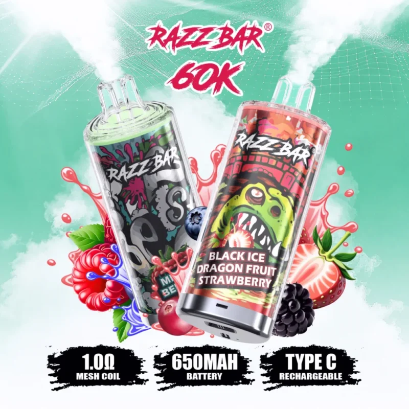 Razz Bar 60000 Razz Bar 60k Vape Crystal – Explosive Flavor That Lasts EU Warehouse  (3)