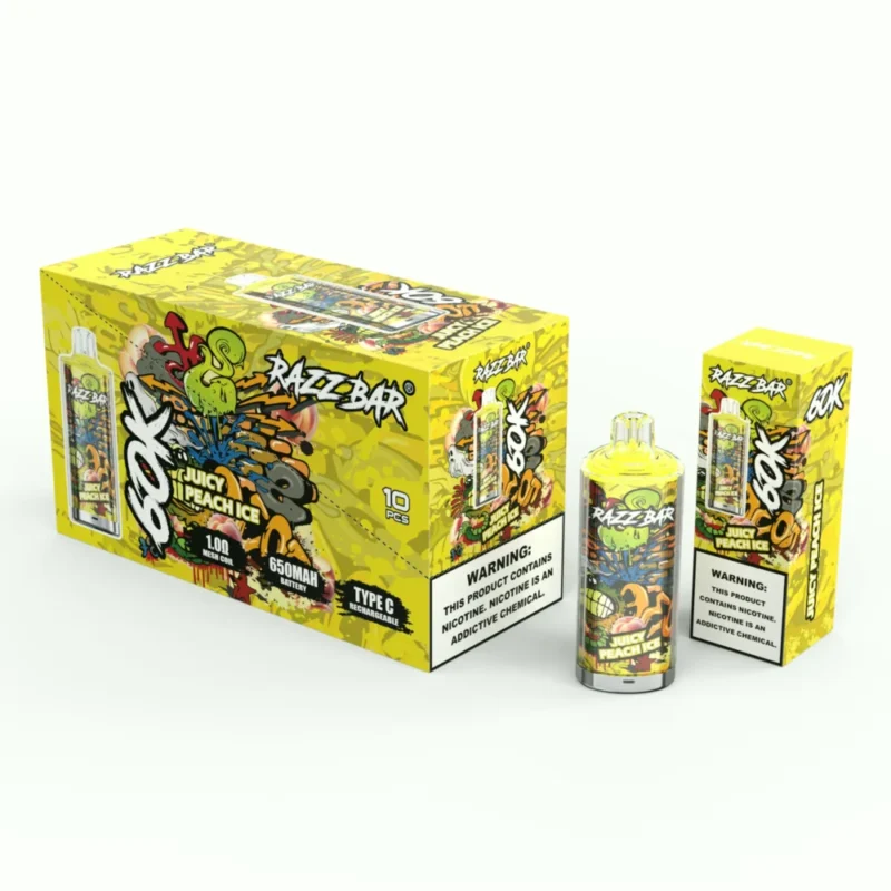 Razz Bar 60000 Puffar Juicy Peach Ice Disposable Vape Device