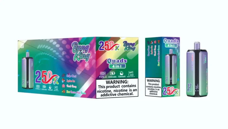Bang king 250000 250k Puffs Bang 250k 4 in 1 Flavors New Vape - Grape Burst Lychee Ice Peach Berry Kiwi Passion Fruit Guava