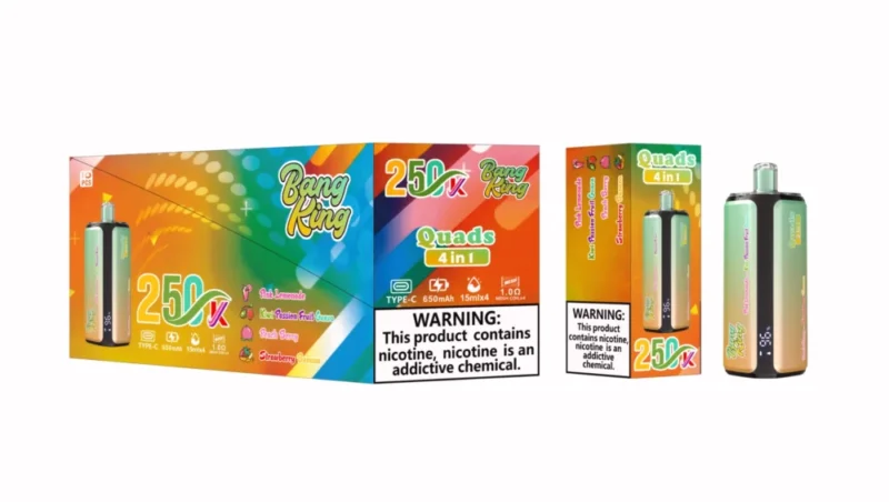 Bang king 250000 250k Puffs Bang 250k 4 in 1 Flavors New Vape - Pink Lemonade Kiwi Passion Fruit Guava Peach Berry Strawberry Banana