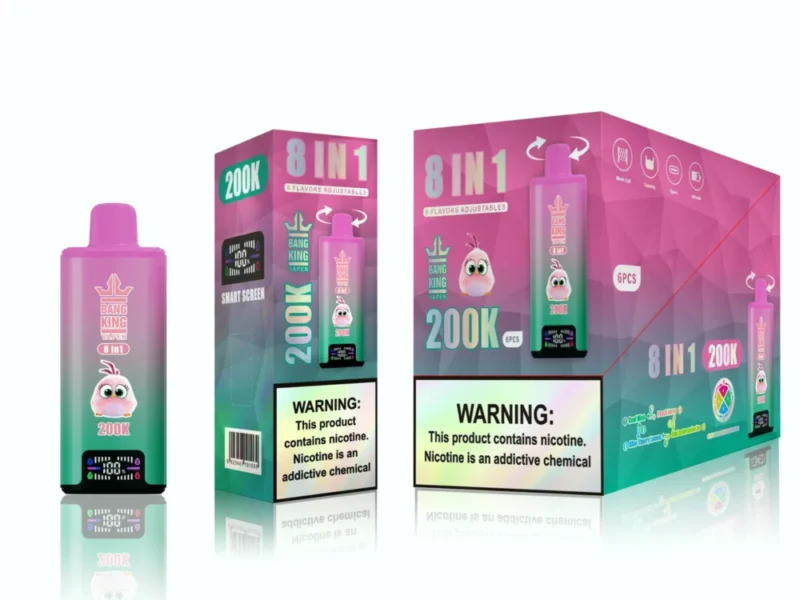 Bang king 300000 300k Puffs Bang 300k 8 in 1 Flavors New Vape - Cool MintPeach CherryPeach Berry LemonKiwi Watermelon Ice