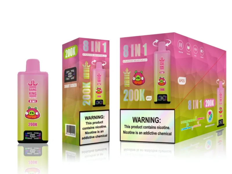 Bang king 300000 300k Puffs Bang 300k 8 in 1 Flavors New Vape - Kiwi Passion Fruit GuavaGummy BearRainbow CandyCotton Candy