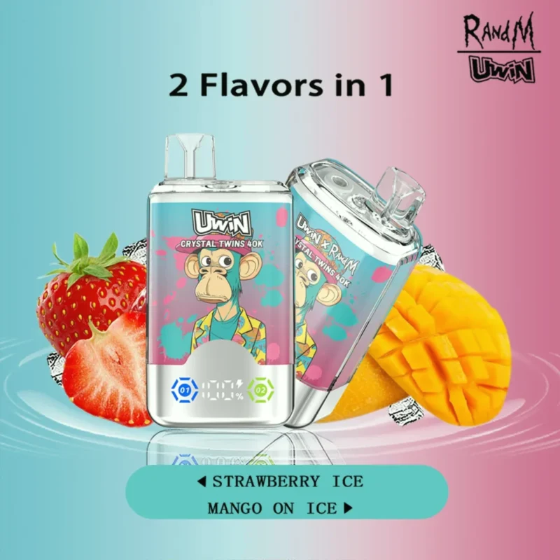 Uwin RandM Crystal Twins 40000 40k Puffs - Strawberry Ice & Mango On Ice