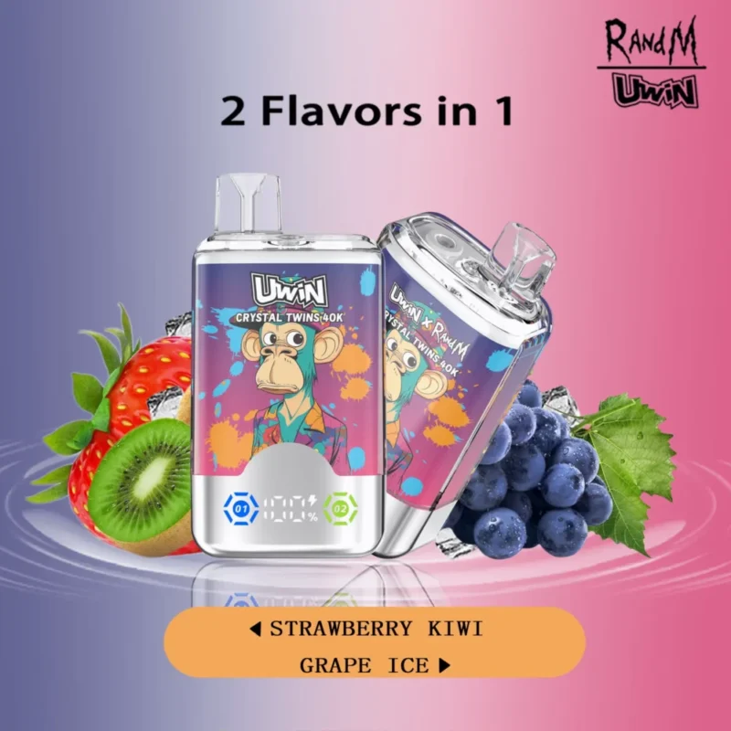 Uwin RandM Crystal Twins 40000 40k Puffs - Strawberry Kiwi & Grape Ice