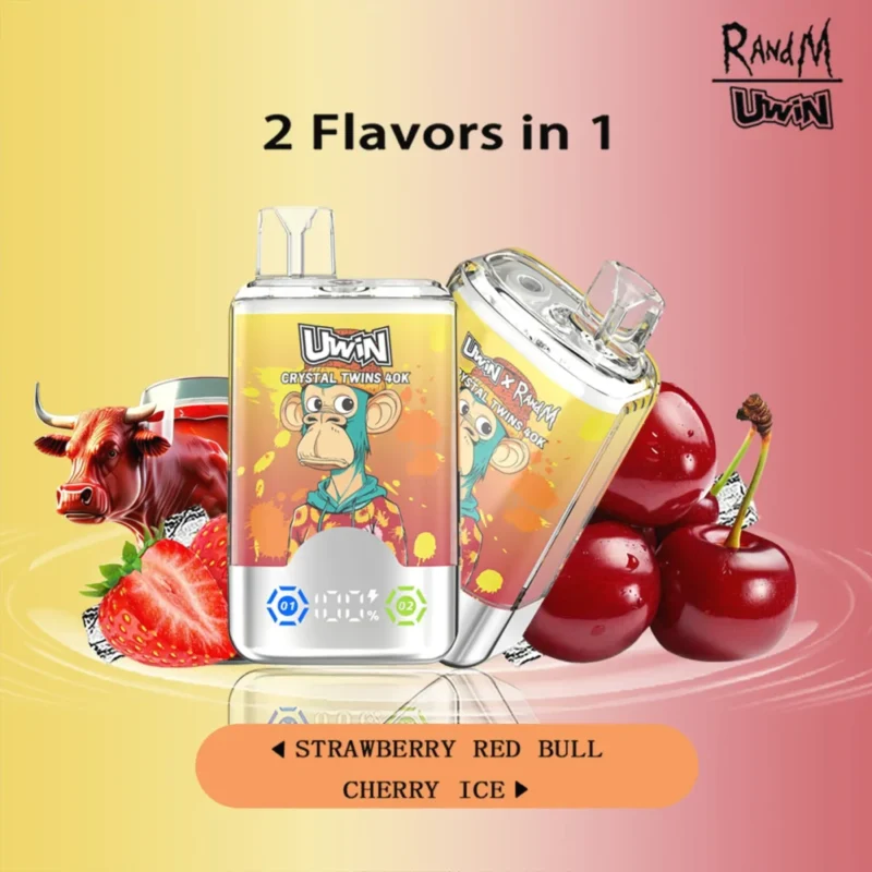 Uwin RandM Crystal Twins 40000 40k Puffs - Strawberry Red Bull & Cherry Ice