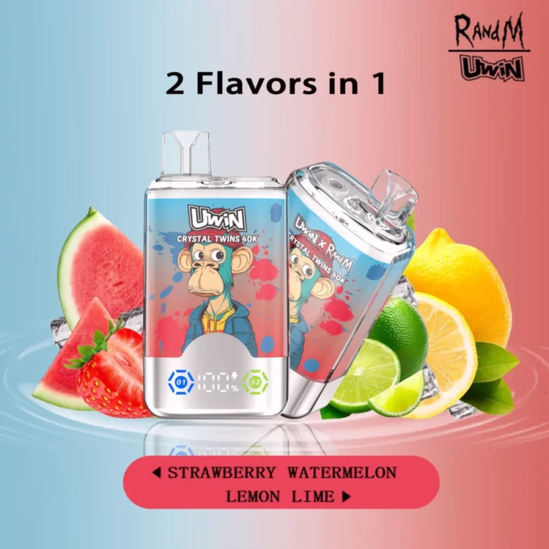 Uwin RandM Crystal Twins 40000 40k Puffs - Strawberry Watermelon & Lemon Lime
