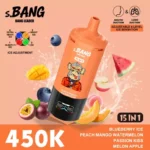 Bnag Leader 450k Blueberry Ice Peach Mango Watermelon Passion Kiss Melon Apple Engångsapparat för vattenpipa