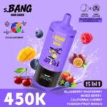 Bnag Leader 450k Blåbär Hallon Mixed Berry Kalifornien Körsbär Passionsfrukt Mango Engångsapparat för vattenpipa