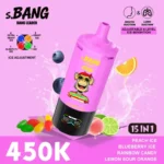 Bnag Leader 450k Peach Ice Blueberry Rainbow Candy Lemon Sour Orange Vape-enhet för engångsbruk