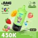 Bnag Leader 450k Strawberry Mango Watermelon Bubble Gum Red Mojito Love66 Engångsapparat för vattenpipa