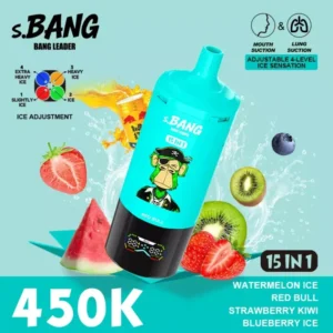 Bnag Leader 450k Watermelon Ice Red Bull Strawberry Kiwi Blueberry Engångsapparat för vattenpipa