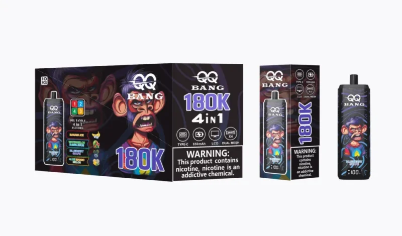Qq Bang 180k 180000 Puffs Banana Icewatermelon Bubblegumblueberry Grapealoe Mango Melon Disposable Vape Device