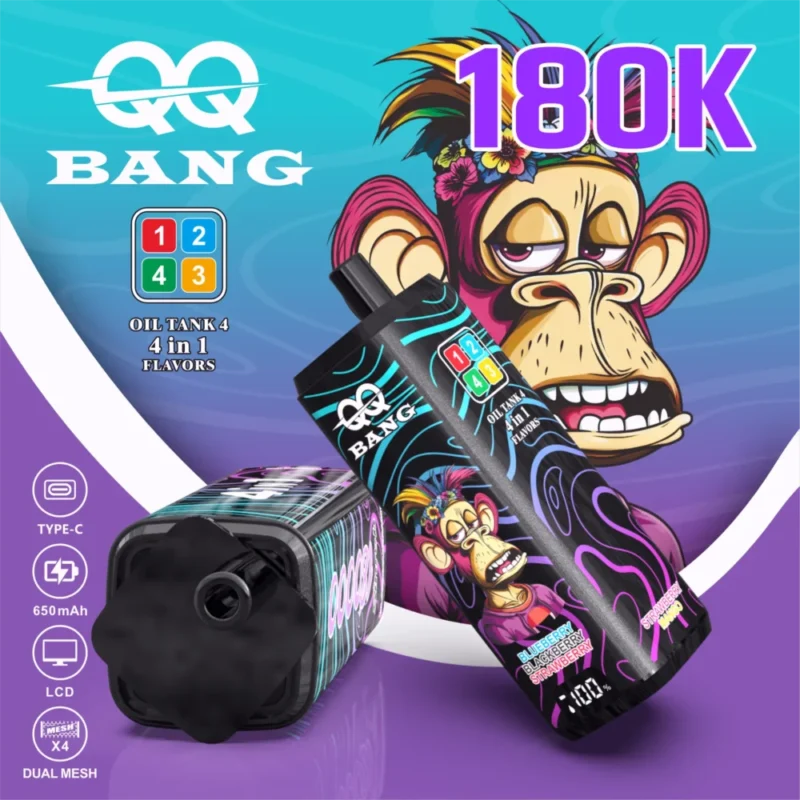 Qq Bang 180k 180000 Puffs Blackcurrantlove 66blueberry Blackberry Strawberrystrawberry Mango 2 Disposable Vape Device
