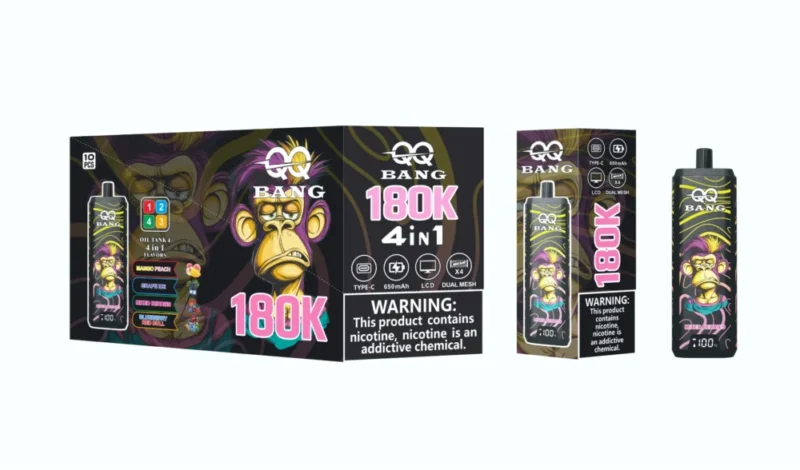 Qq Bang 180k 180000 Puffs Mango Peachgrape Icemixed Berriesblueberry Red Bull Disposable Vape Device