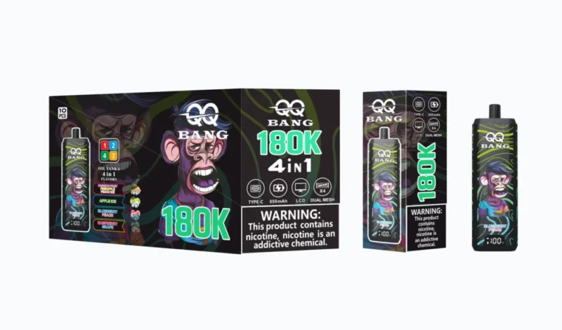 Qq Bang 180k 180000 Puffs Passion Fruit Pineapple Peach Iceapple Iceblueberry Peachraspberry Grape Disposable Vape Devic
