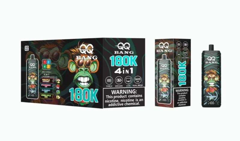 Qq Bang 180k 180000 Puffs Pineapple Coconutstrawberry Iceblueberry Mintgreen Apple Kiwi Disposable Vape Device