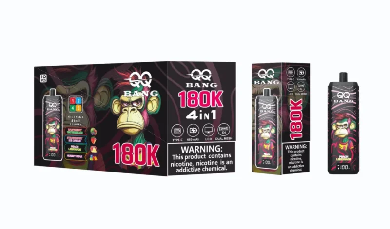 Qq Bang 180k 180000 Puffs Raspberry Watermelonstrawberry Ice Creampeach Lemonadegummy Bear Disposable Vape Device