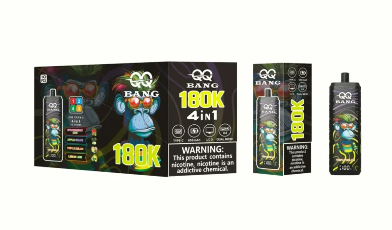 Qq Bang 180k 180000 Puffs Strawberry Kiwiapple Grapetriple Melonlemon Lime Disposable Vape Device