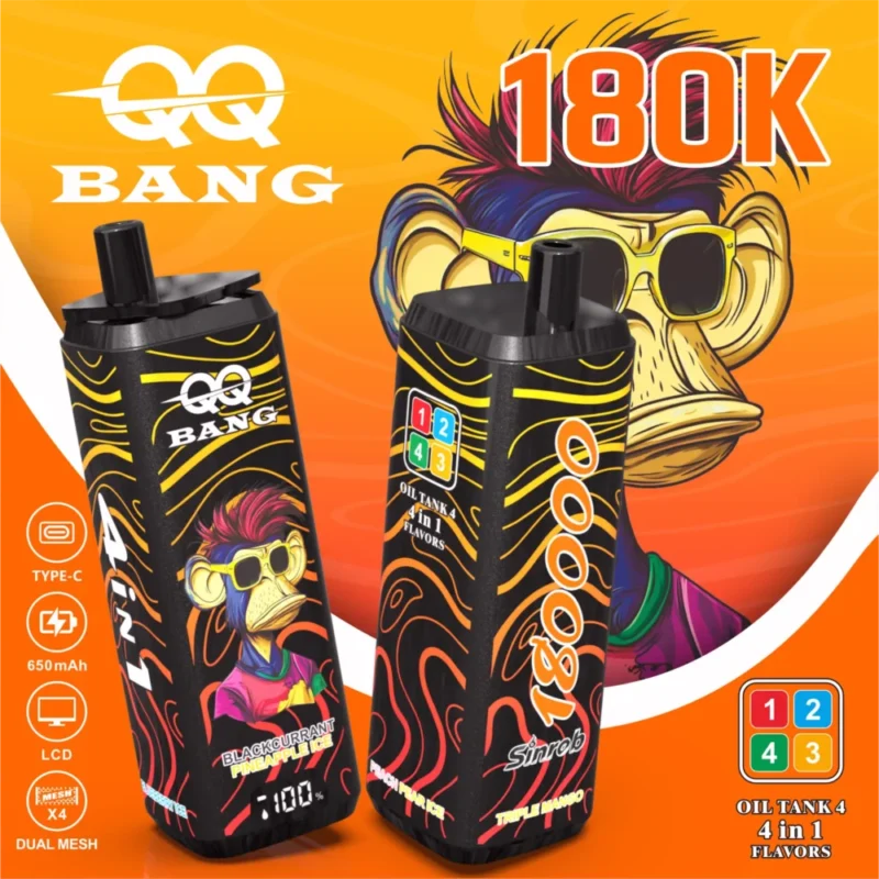 Qq Bang 180k 180000 Puffs Triple Mangoblueberry Iceblackcurrant Pineapple Icepeach Pear Ice 2 Disposable Vape Device