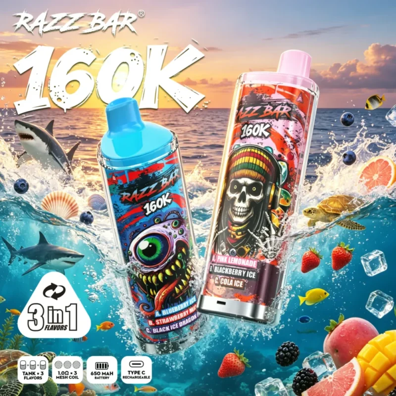 Razz Bar 160000 160K Puffs Disposable Vape (4) Razz Bar 160000 160k Puffs Disposable Vape 4 Device