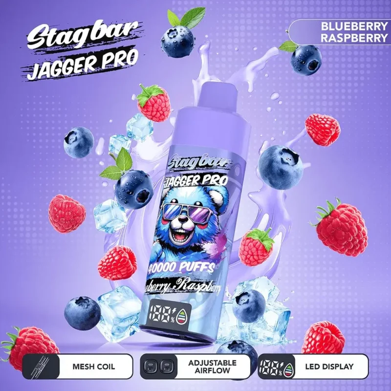 Stag Bar Jagger Pro 40000 Vape 40k Puffs Blueberry Raspberry.jpg Disposable Device