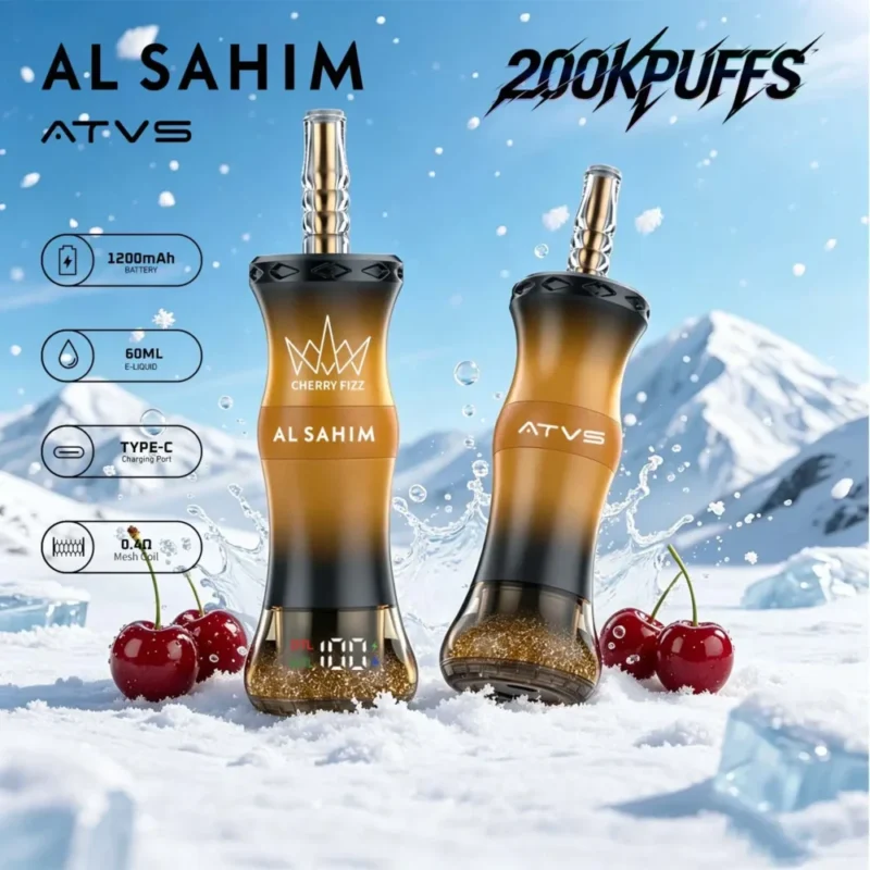Atvs Al Sahim 200000 200k Puffs Cherry Fizz Disposable Vape Device