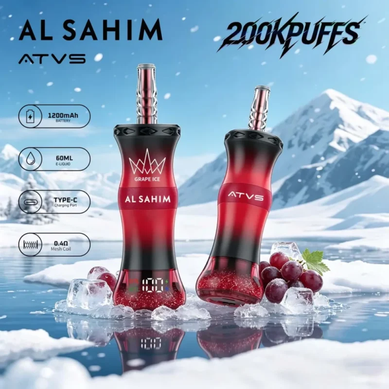Atvs Al Sahim 200000 200k Puffs Grape Ice Disposable Vape Device