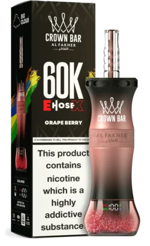 Al Fakher Crown Bar E Hose X 60k Puffs Grape Berry Disposable Vape Device
