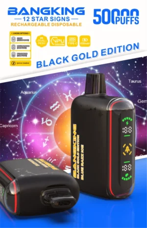 Bang King Pulse 50k 500000 Puffs Black Gold Edition Blue Razz Ice Disposable Vape Device