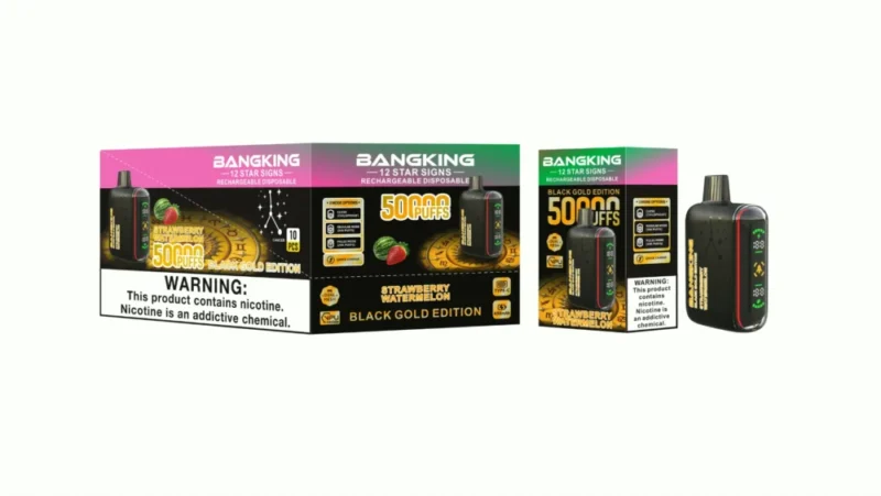 Bang King Pulse 50k 500000 Puffs Black Gold Edition Strawberry Watermelon 2 Disposable Vape Device