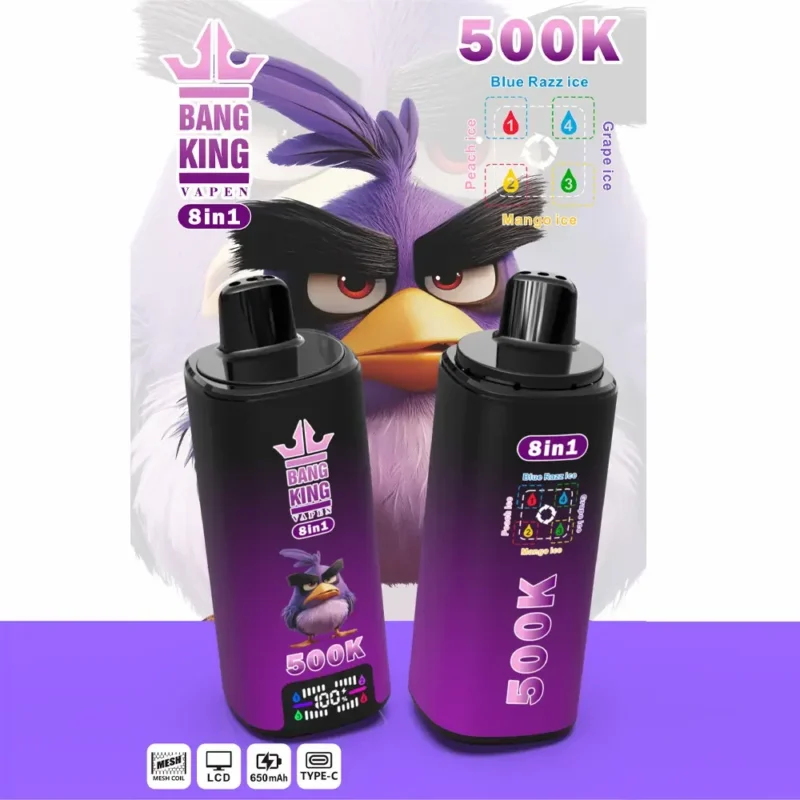 Bnag Leader 500000 500k Puffs 8 In 1 Flavor Blue Razz Ice Peach Grape Mango Ice.jpg Disposable Vape Device