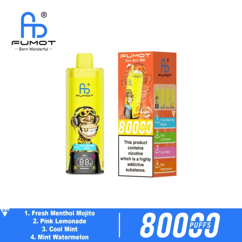 Fumot Eco 80k 80000k Puffs Fresh Menthol Mojito Pink Lemonade Cool Mint Watermelon 2 Disposable Vape Device