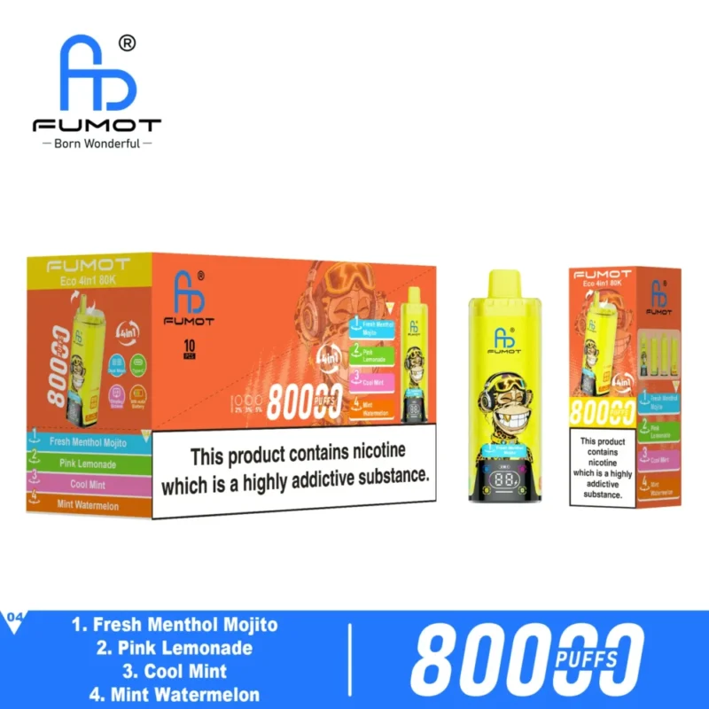 Fumot Eco 80k 80000k Puffs Fresh Menthol Mojito Pink Lemonade Cool Mint Watermelon Disposable Vape Device