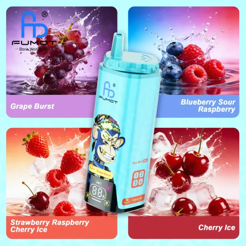 Fumot Eco 80k 80000k Puffs Grape Burst Blueberry Sour Raspberry Strawberry Cherry Ice 2 Disposable Vape Device