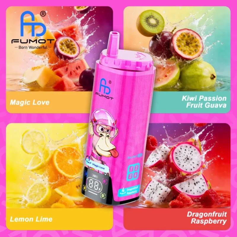 Fumot Eco 80k 80000k Puffs Magic Love Kiwi Passion Fruit Guava Dragonfruit Raspberry Lemon Lime 3 Disposable Vape Device