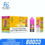Fumot Eco 80k 80000k Puffs Peach Berry Lemon Passionfruit Grapefruit Orange Blueberry Cherry Cranberry Disposable Vape D