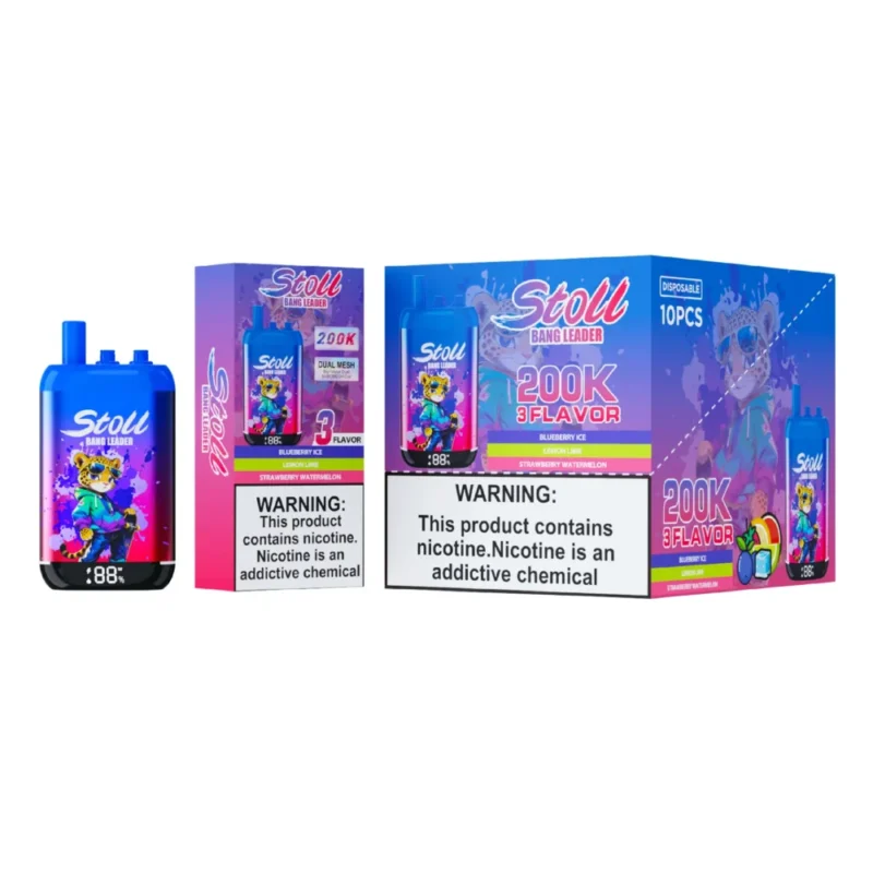 Stoll Bang Leader 200k 200000 Puffs 3 Flavor Vape Blueberry Ice Lemon Lime Strawberry Watermelon Disposable Device