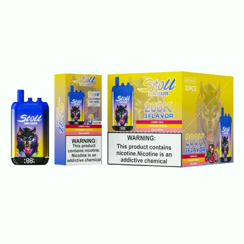 Stoll Bang Leader 200k 200000 Puffs 3 Flavor Vape Cherry Cola Strawberry Banana Peach Berry Disposable Device