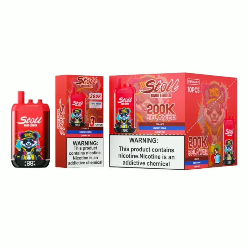Stoll Bang Leader 200k 200000 Puffs 3 Flavor Vape Cola Ice Energy Drink Cherry Disposable Device