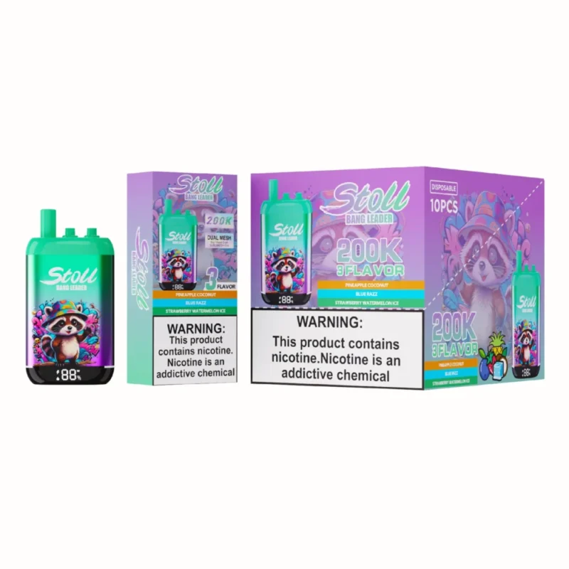 Stoll Bang Leader 200k 200000 Puffs 3 Flavor Vape Pineapple Coconut Blue Razz Strawberry Watermelon Ice Disposable Devic