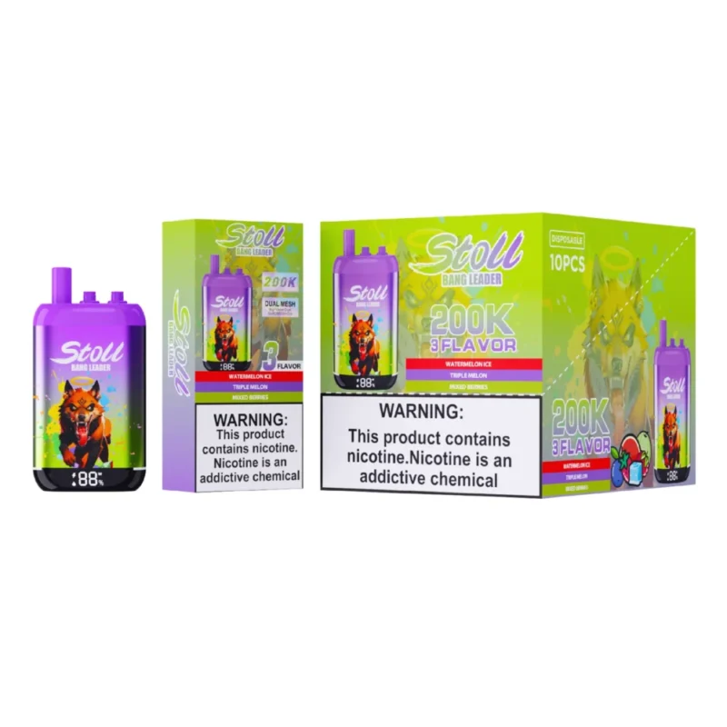 Stoll Bang Leader 200k 200000 Puffs 3 Flavor Vape Watermelon Ice Triple Melon Mixed Berries Disposable Device