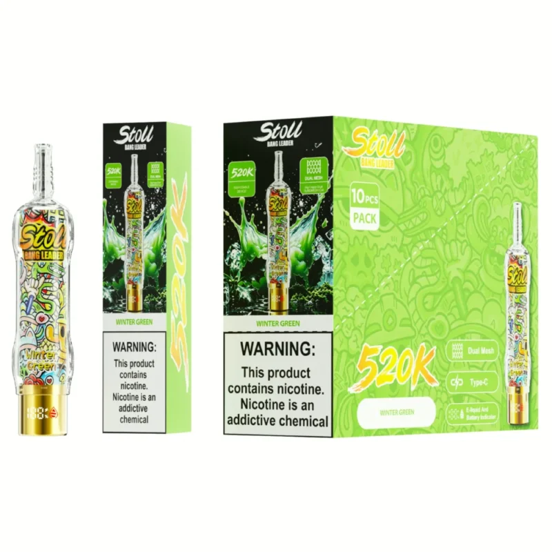 Stoll Bang Leader 520k 520000 Puffs High Capacity Rechargeable Vape Winter Green Disposable Device