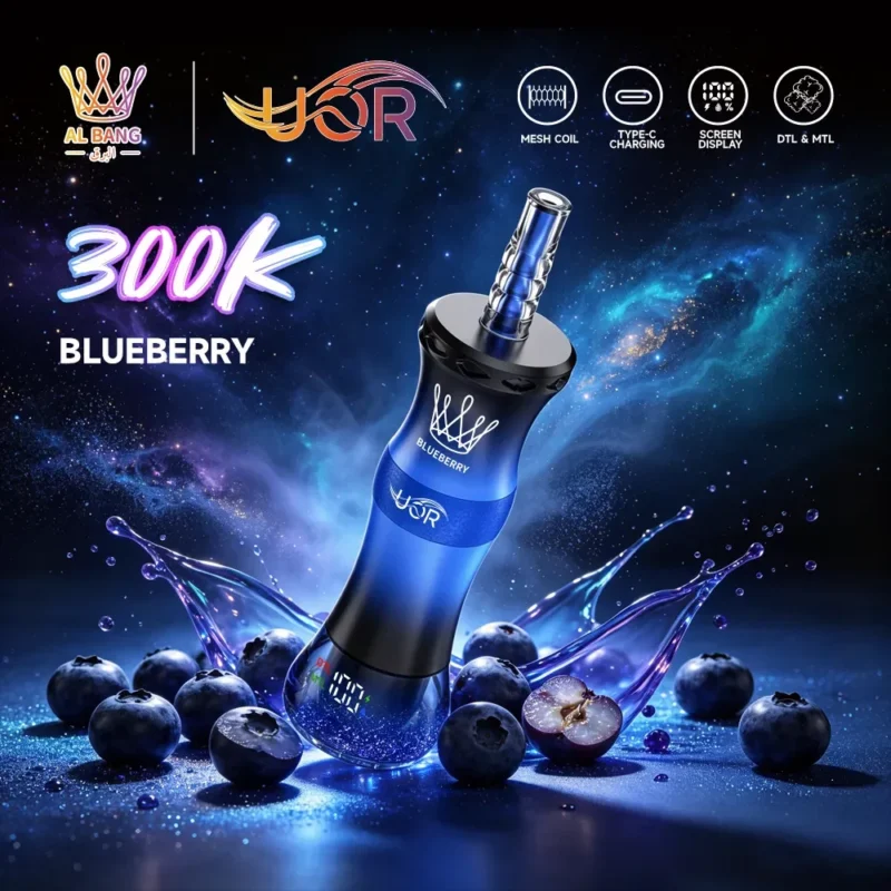 Uor Al Bang 300k 300000 Puffs Shisha Vape Blueberry 2 Disposable Device