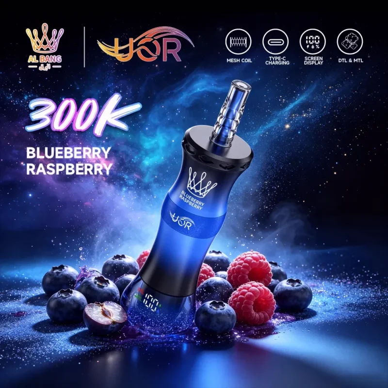 Uor Al Bang 300k 300000 Puffs Shisha Vape Blueberry Raspberry 2 Disposable Device